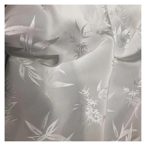 Tissu en rayonne respirant jacquard blanc doux motif feuille bambou