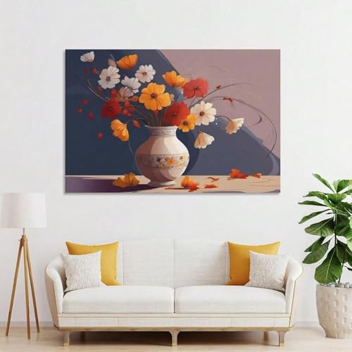 Peinture sur toile colorée grand format 90x140cm LSYALUCK cadre premium