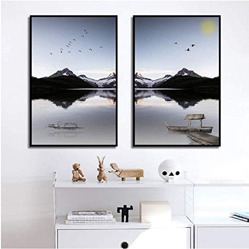 Art print paysage rétro affiche vintage peinture sur toile décoration murale graffiti salon 50x70cm