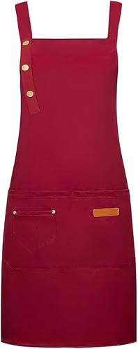 Delantal ajustable con lazos largos para mujeres y hombres, delantal de chef grande con bolsillos, impermeable, cocina, hornear, restaurantes,