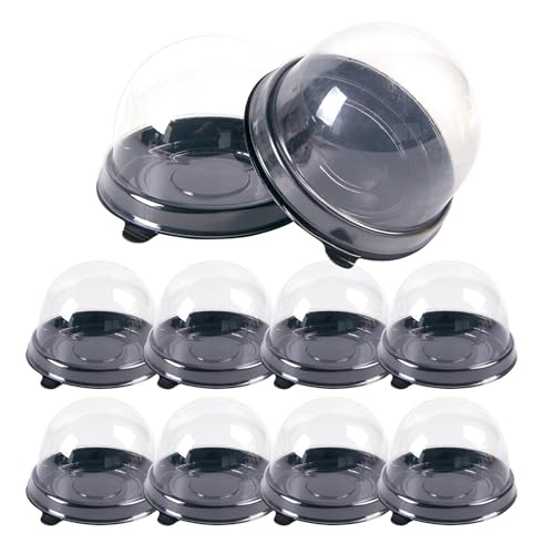 LYHYDMA Cajas para tartas 50 Uds Mini caja for pasteles y postres, contenedor, magdalenas, cajas de embalaje for con cúpula, suministros for fiestas cumpleaños bodas(Black)