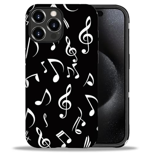 yicomon Compatible with iPhone 16 Pro Case, Music Note Pattern Print Matte Phone Case Durable Fashion Funny Liquid Silicone Case Soft Anti-Scratch Shockproof Protective Cover