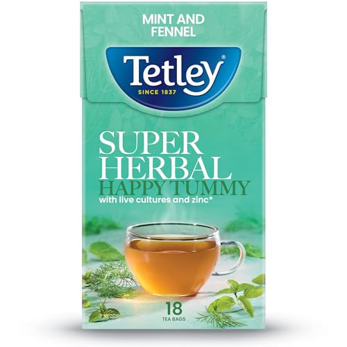 Tetley Super Herbal Happy Tummy Mint and Fennel 18 Tea Bags 32.4g