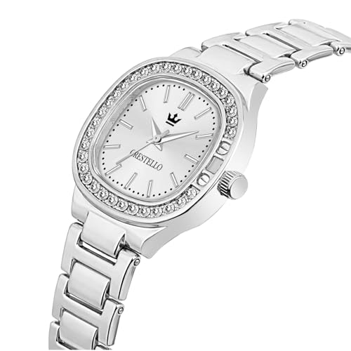 Image of CRESTELLO Brown /Rose Gold /Silver Plated Bracelet Analog Wrist Watch for Women (Brown /Rose Gold /Silver Dial) | 1 Year Warranty* | CR-JWL362-PT