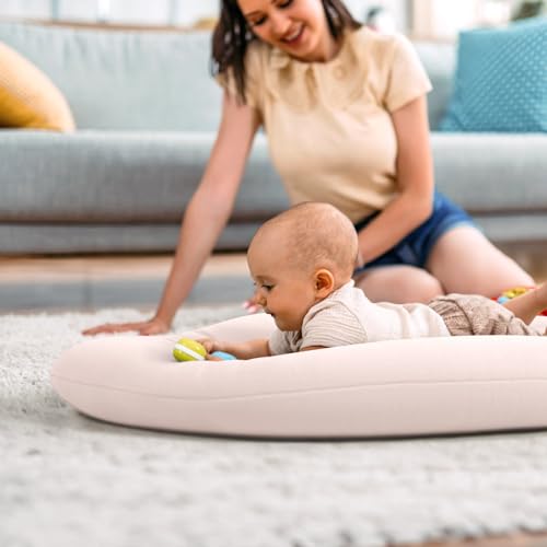 Image of Baby Lounger for Newborn: Skin-Friendly & Breathable | for 0-12 Months Infant Tummy Time Playtime & Diaper Changes - Portable & Lightweight Cushion for New Parents (Nude)