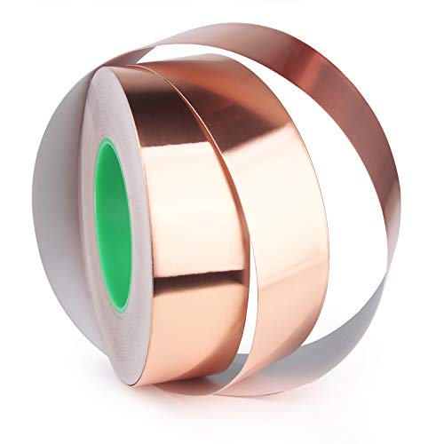 Copper Foil Tape 1 Inch x 33 Feet - Double Sided Conductive Adhesive for Guitar EMI Shielding, Paper Circuits, Stained Glass, Slug Repellent, Electrical Repairs, Grounding -1 Inch