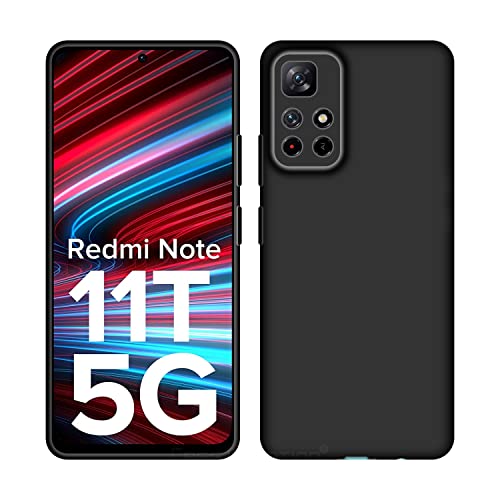 Image of Case Creation Liquid TPU Silicone Cover for Redmi Note 11T 5G Soft Case,Anti-Dirty Slim Case Frosted Matte Cute Candy TPU Raised Bezel (Splash of Color) Back Case Cover for Redmi Note 11T 5G -Black