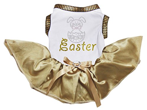 Robe lapin de Pâques pour chiot avec top doré élégant - 2