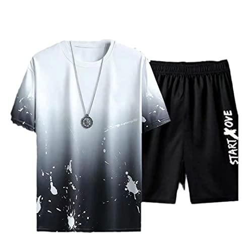 Survêtement 2 pièces homme short et haut impression 3D noir XL