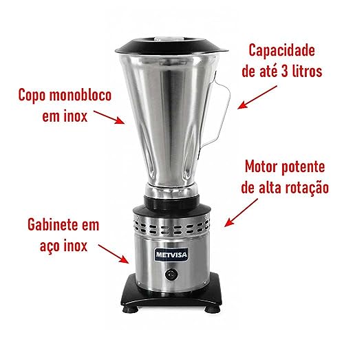 Liquidificador Alta Rotação 3,5 Litros Copo Inox Metvisa LAR4 220v