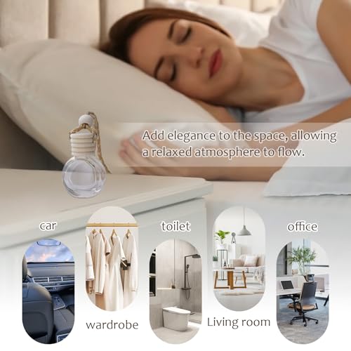Image of 60Pcs Hanging Car Air Freshener Diffuser, 10ml Empty Glass Essential Pendant Bottles, Automotive Oil Aromatherapy Fragrance Perfume Containers