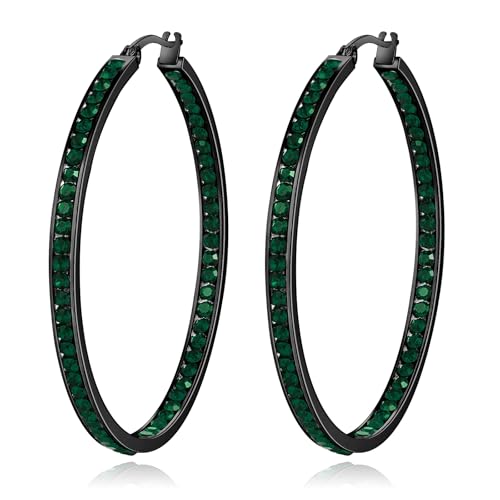 Boucles d'oreilles créoles strass acier inoxydable brillant chic 50mm