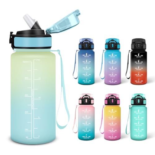 Motswedi Botella de Agua, 0.5L Libre de BPA, Botellas de Agua para Niños, Adecuado para Carbonatados, Botella, A Prueba de Fugas, Botellas Gimnasio, Cantimplora para Escuela, Gimnasio - Escarcha&cielo