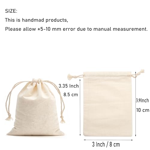 Tendwarm 20 Pack 3x3.9 Inch Mini Size Cotton Drawstring Bags Reusable Muslin Sachet Bag for Party Wedding by Tendwarm - Image 2