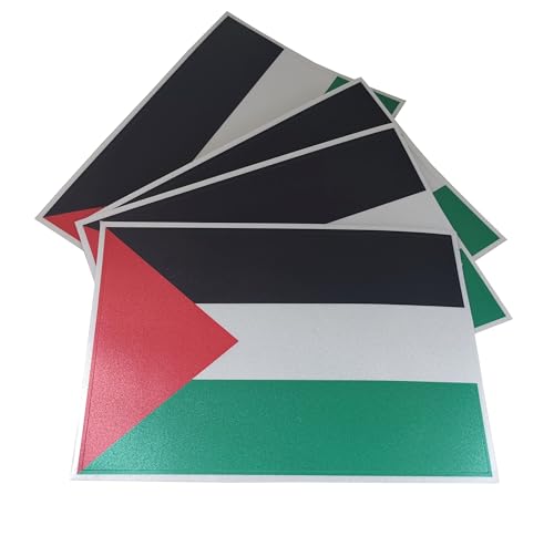 Image of 4 Pack Reflective Palestinian Flag Sticker - 6 x 4 Inches - Palestine Flag Sticker -Free Palestine Decal Waterproof for Car Bumper Trucks Window Bumper Laptop