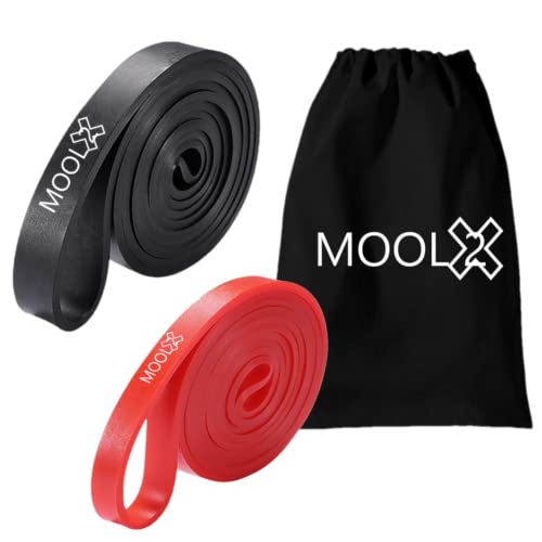MOOL2 Elastic Booty Bands, Resistance Bands Legs and Buttocks, Latex Elastic Bands with Different Levels for Muscle Strength Training (Red and Black)