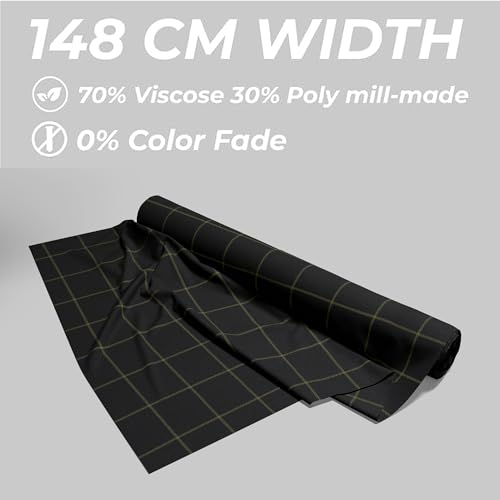 Image of BIGREAMS Unstitched Checkered Suiting Luxury Pants Fabric for Men - 1.5 Meter Pant Piece | Premium Blended Material | Soft Finish | Ideal for Formal Trousers