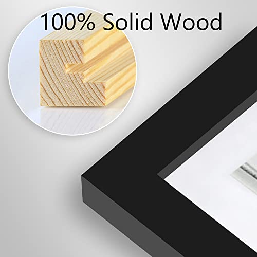 16X16 Picture Frames Black Display Picture Frame 12X12 Solid Wood With Mat Wooden Square Photo Frame For Wall Hanging Or Table Top Home Decoration-16X16 Black #TOP3