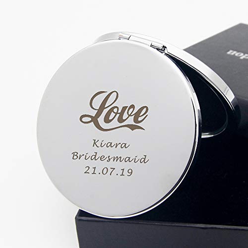 howson london Compact Mirror Personalised Pocket Mirror Bridesmaid Gift Personalised Mirror Personalised Gifts for Women Birthday Valentine's Day Wedding Anniversary Mother's Day(Love)