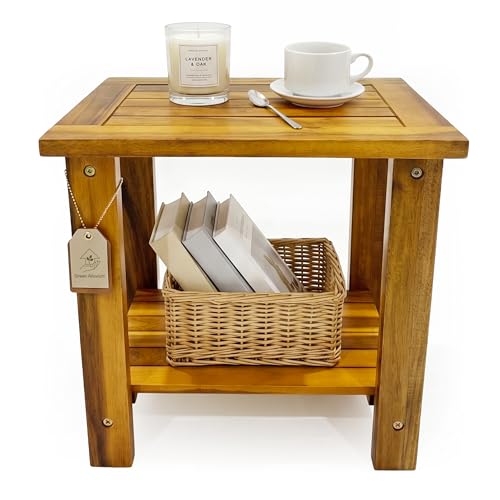 GREEN ALLUVIUM Double Adirondack Table - Weatherproof Outdoor Side Table - Patio End Tables for