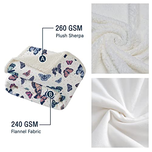 Soulzzz Garden Purple Butterfly Sherpa Throw Blanket Soft Blankets And Throws Lightweight Plush Butterfly Gifts For Women Kids Girls Butterfly Lovers Gifts (Colorful Butterfly, 50X60 Inches) #TOP6