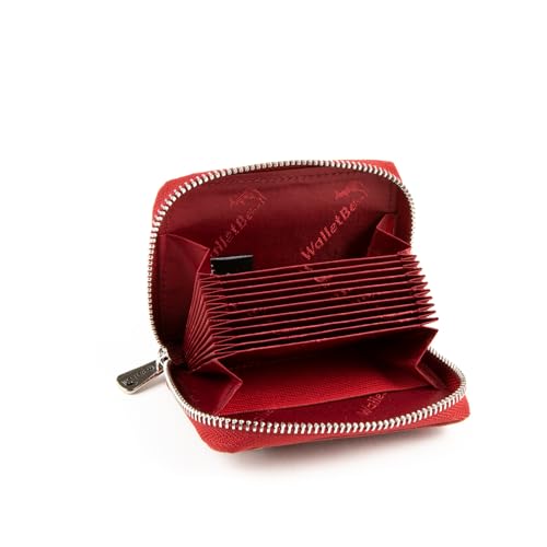 Image of Women's Wallet Leather RFID Original Zip Accordion, 10 Card Slots, Vegetable Tanned Leather Red