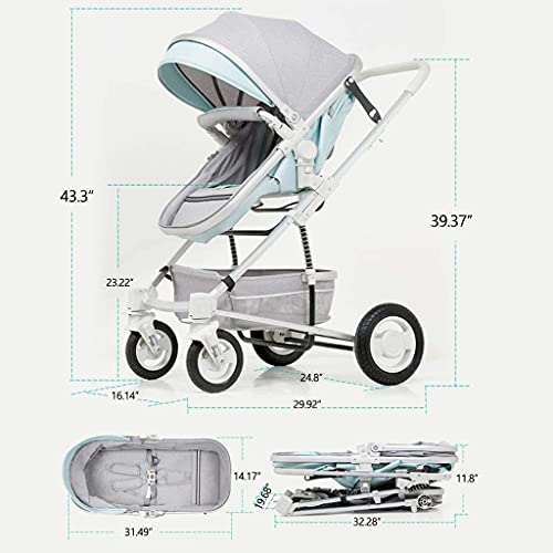 Zhiding Babykar 3 in 1 opvouwbare buggy 56-wheeler, kinderwagen met extra grote luchtwielen, voor kinderen schakelbare fietswalking, lange reis voor pasgeboren en peuter (Color : Green) - Afbeelding 8