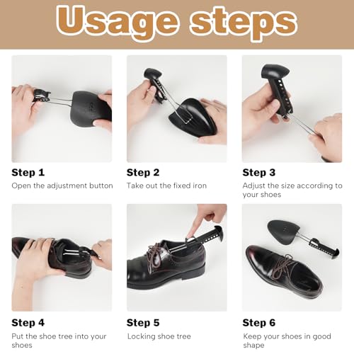 VIVEBEI Shoe Trees for Men, Shoe Stretcher, Adjustable Length, Shoe Shape Holder (Black 2 Pairs, for Men\'s Shoes Size 5.5-11) - Thumbnail 5