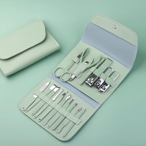 Image of Premium Nail Clipper Kit - Stainless Steel Manicure & Pedicure Set - Nail Care Tools for Hand & Feet - Includes Clippers, Cuticle Trimmers, File, Tweezers for Facial, Hand & Foot Care