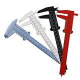 Wodsty Calibro in plastica da 0 a 150 mm, con doppio righello per la misurazione di profondità e altezza, colore rosso