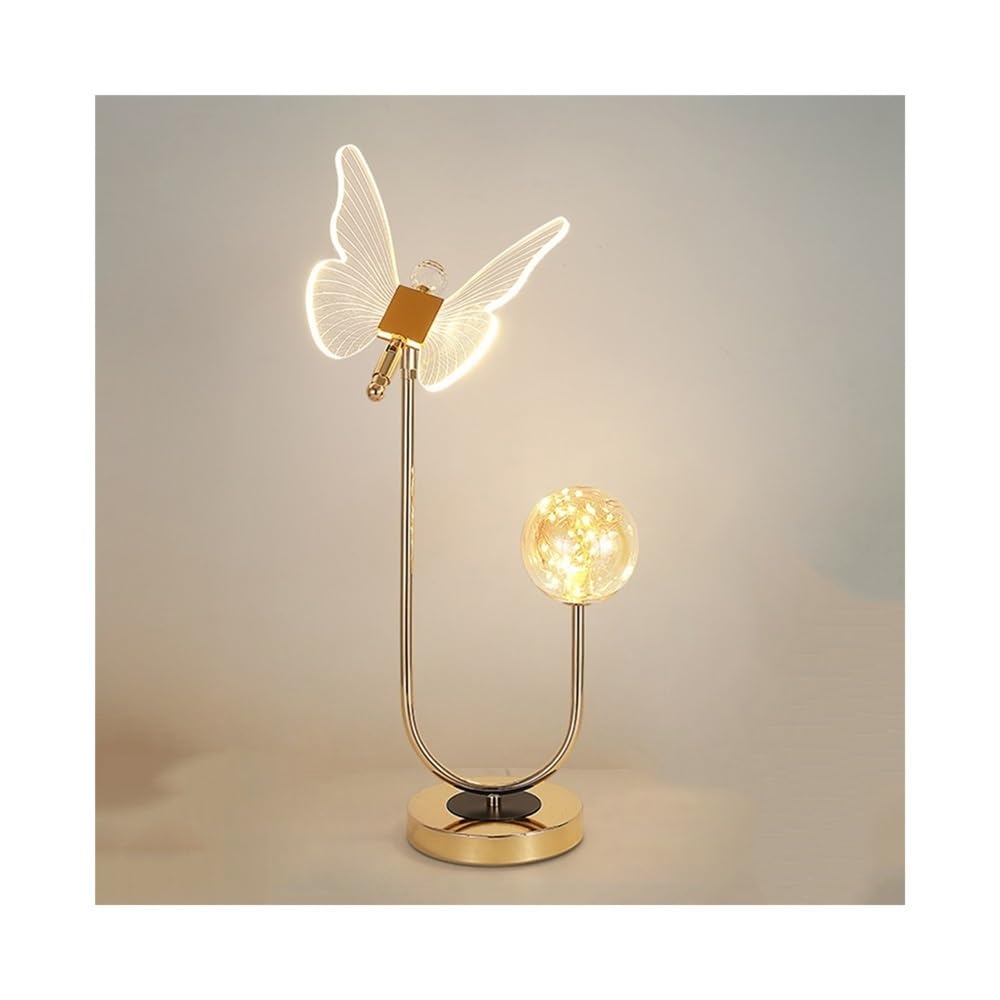 Kx9Lb8d Nightstand Lamps Butterfly Bedside Lamp Table Modern Elegant Living Room Bedroom 3 Way Dimmable Multi Colour(Gold)