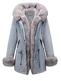 Bellivera Women's Denim Jacket Sherpa Fleece Lined Coats Faux Fur Warm Jean Jean Trucker Outerwear GSQ22712 Grey S