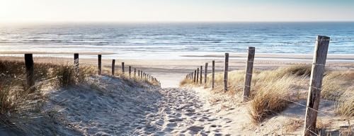 artissimo, Glasbild, 80x30cm, AG3932A, By the Sea, Strand und Meer, Bild aus Glas, moderne...