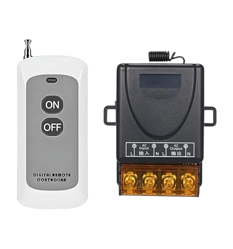 Image of Roboway 433MHz RF Wireless Switch | 1 Channel AC 85-220V Receiver with EV1527 2-Button Remote | Long Range Wireless Light & Fan Control Relay Module | Home Automation Kit (1 Remote and 1 Receiver)