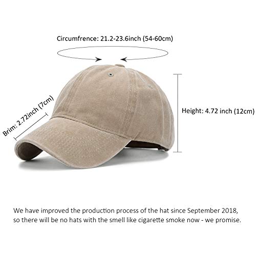 Image of HH HOFNEN Baseball Cap Washed Cotton Unstructured Vintage Hat for Men Women | Unisex Sports Ball Caps Sun Protection Adjustable Outdoor Curved-Brim Dad Hat Classic Plain Cap