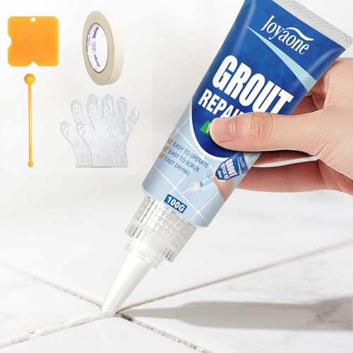 Tile Grout Repair Kit, Grout Pen White, Fast Drying and Waterproof,Grout Squeeze Tube for Bathroom and Kitchen Tile Joints Line (White, 100g)