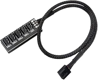 4-Pin PWM Fan Hub Splitter 1 to 5 Power Supply Cable 5 Way PC Case Internal Motherboard Fan Power Extension Cable Cord Wire for Computer Case 4-Pin and 3-Pin Cooling Fans, 13 inch Black