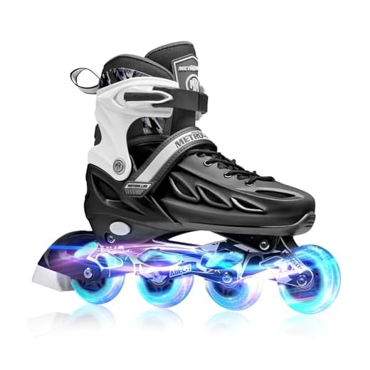 METROLLER Inline Skates for Girls and Boys, Women, Men 4 Sizes Adjustable Roller Blades with Light Up Wheels, Illuminating Beginner Rollerblades for Kids & Adult Youth