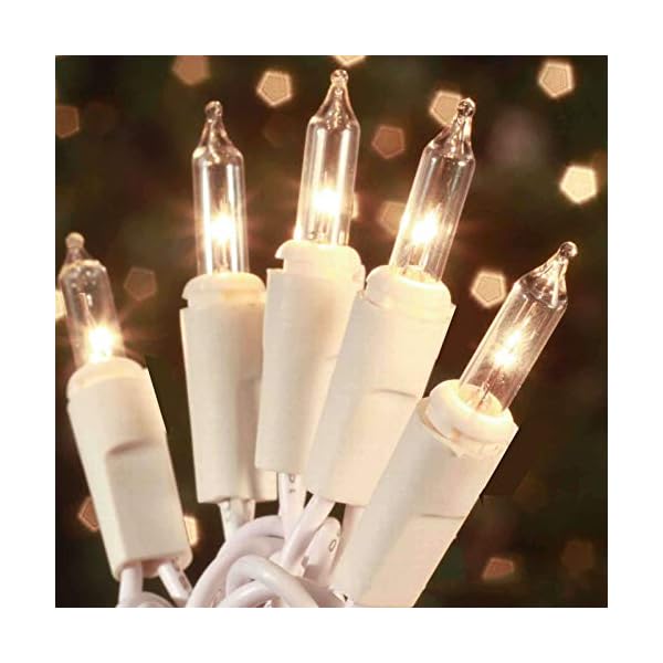 Christmas lights 100 count mini clear lights 21ft white wire christmas tree string lights set for outdoor indoor christmas decorations wedding decorations valentines day decor,ul certified (21feet)