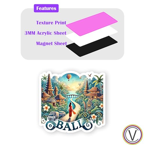 Image of Bali Acrylic Fridge Magnet - UV Textured Printed, Stylish Multicolor Magnet for Fridge, Wardrobe & Metal Surfaces, Pack of 1 (Bali)