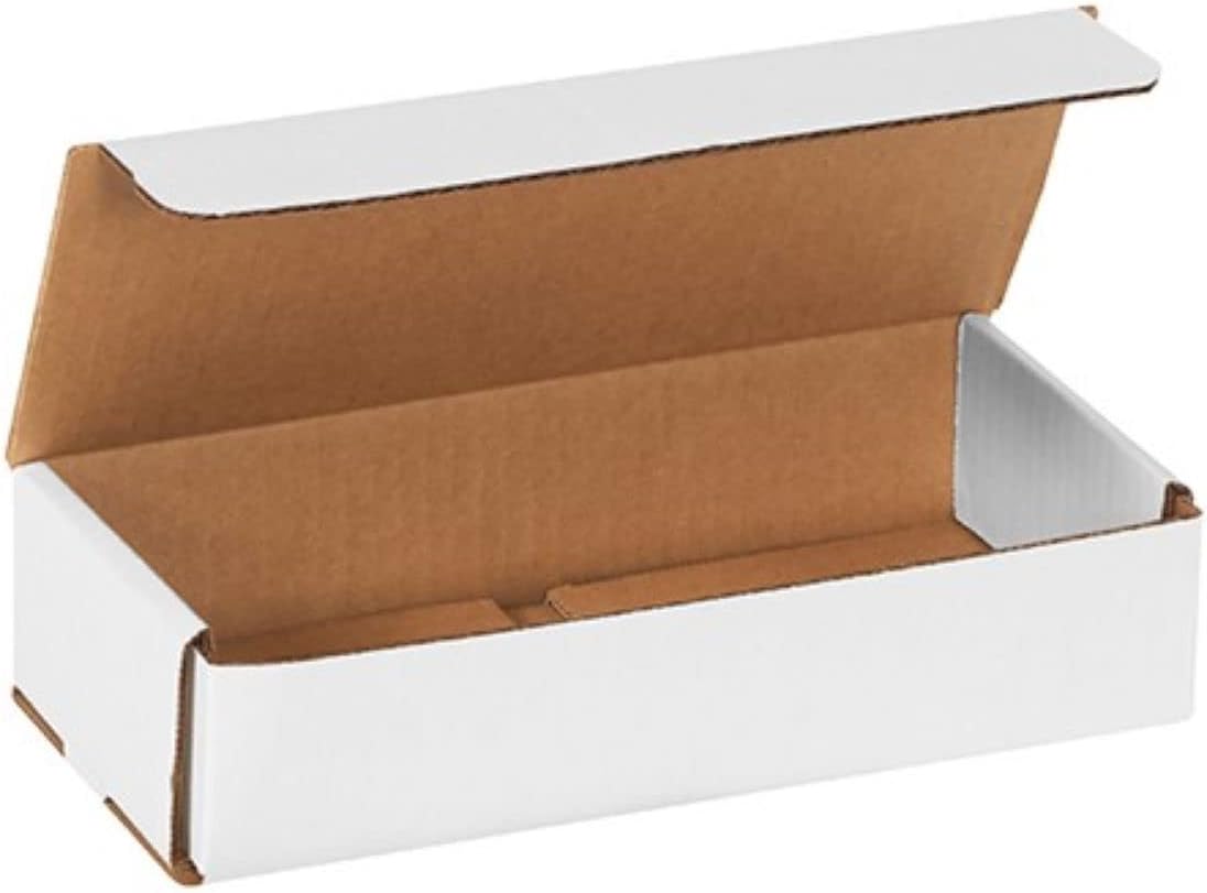 Secure Seal Shipping Boxes - 4x2x2" Mailers - White Foldable Corrugated Cardboard Packaging for Mailing, Moving, Storage, and Organizing - Strong Lightweight Foldable (Bulk 100 Pack)
