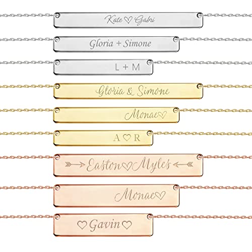 Personalized Engraved Bar Necklace - Unique Customizable Pendant for Any Occasion - Name, Date, Coordinates, Soundwave, Morse Code & More - Meaningful Gift for Loved Ones