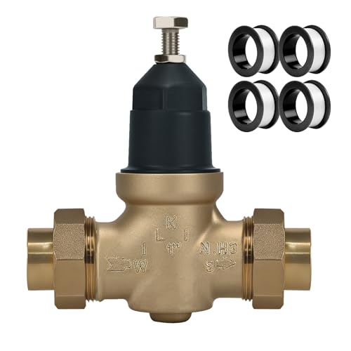 2026 Upgraded1-NR3XLDU 1" NR3XL Pressure Reducing Valve with Double Union FNPT Connection, Stainless Steel Strainer Screen, House Water Pressure Regulator, Complete Accessories, Teflon Tape