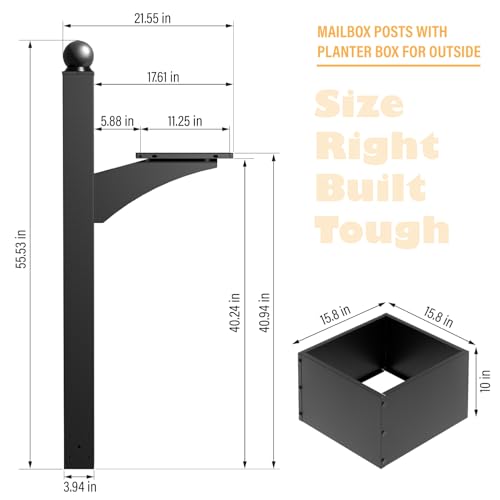 TPHUC 56" Mailbox Post Heavy Duty Decorative Mount with Planter Box by TPHUC - Image 2