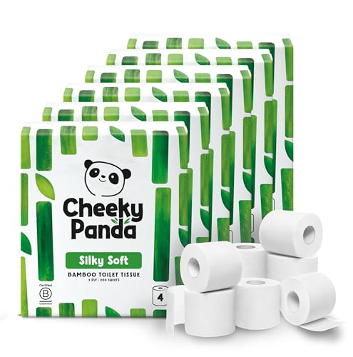 The Cheeky Panda Bamboo Toilet Roll Bulk Buy – 24 Rolls (6 Packs of 4) | 3 Ply Toilet Paper | Plastic Free Packaging and Sustainable Tissue Paper | Eco Friendly Loo Roll