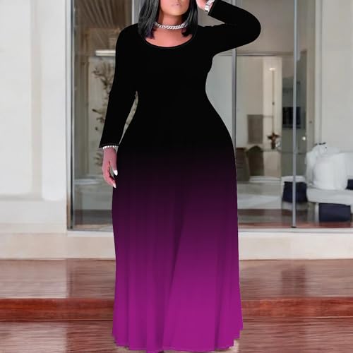 Image of PinkPatty Women's Plus Size Long Sleeve Maxi Dresses T Shirt Boho Sundress Fall Dress with Pockets