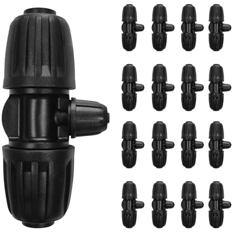 20 Pcs 1/2 Inch to1/4 Inch Drip Irrigation Tubing Fittings, Irrigation Hose Connectors,Lock Barbed Tee 3 Way for Lawn Plant Garden Watering System,Drip Irrigation System (1/2'' ID x 0.60''-0.63'' OD) Cover