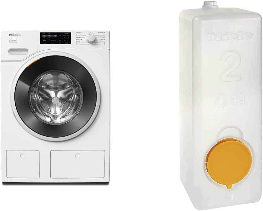 Miele WSG663 WCS 9 kg Washing Machine - Freestanding, Quiet Front-Loading Washer with 1400 rpm Spin, TwinDos and Pre-Ironing, A Rated Energy Efficiency, in Lotus White & Container TwinDos 2, 10223120