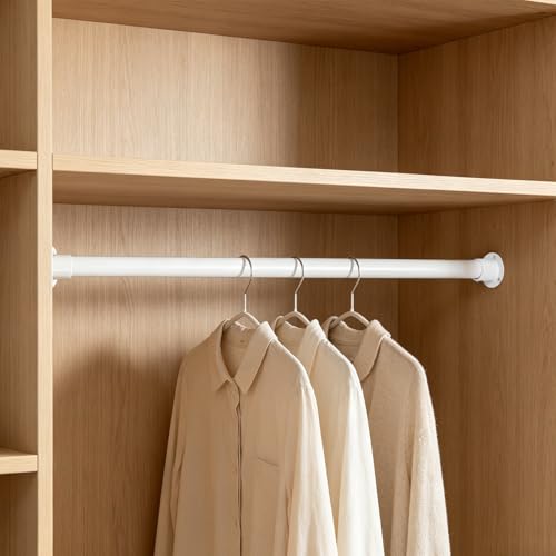 Tringle penderie ajustable en acier blanc dotée d'un support robuste - 6