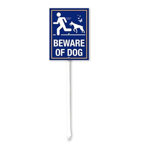 Bidesign (7X8.8) IN Beware Of Dog Metal Lawn Yard Sign for House Garden with Metal Stakes Standing Yard Grass Signs Tin Signs for Home Decor Outside